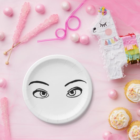 黒はっきりした白ミステリアスな目イラストレーション ペーパープレート (パーティー)