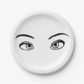 黒はっきりした白ミステリアスな目イラストレーション ペーパープレート (正面)