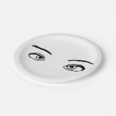 黒はっきりした白ミステリアスな目イラストレーション ペーパープレート (アングル)