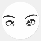 黒はっきりした白ミステリアスな目イラストレーション ラウンドシール (正面)