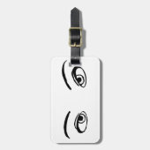 黒はっきりした白ミステリアスな目イラストレーション ラゲッジタグ (正面縦)