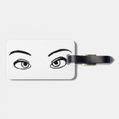 黒はっきりした白ミステリアスな目イラストレーション ラゲッジタグ (裏面横)