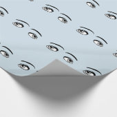 黒はっきりした白ミステリアスな目イラストレーション ラッピングペーパー (角)