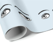 黒はっきりした白ミステリアスな目イラストレーション ラッピングペーパー (ロールコーナー)