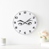 黒はっきりした白ミステリアスな目イラストレーション ラージ壁時計