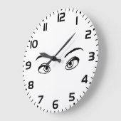 黒はっきりした白ミステリアスな目イラストレーション ラージ壁時計 (傾斜)
