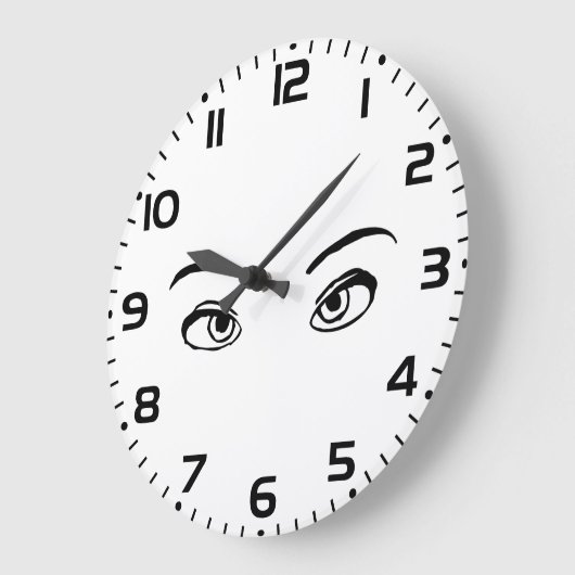 黒はっきりした白ミステリアスな目イラストレーション ラージ壁時計 (傾斜)