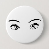 黒はっきりした白ミステリアスな目イラストレーション 缶バッジ (正面)