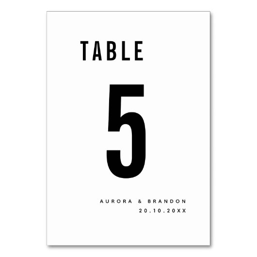 黒はっきりした白モノグラモダンムシック結婚ズ テーブルナンバー (正面)