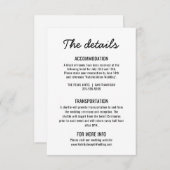 黒はっきりした白レトロモダン結婚詳細 エンクロージャーカード (正面/裏面)