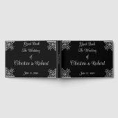 黒はっきりした白ヴィンテージの結婚式パーソナライズされた ゲストブック (全面)