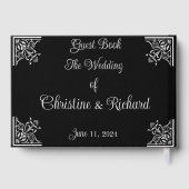 黒はっきりした白ヴィンテージの結婚式パーソナライズされた ゲストブック (裏面)