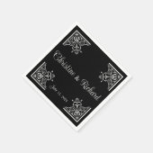 黒はっきりした白ヴィンテージの結婚式パーソナライズされた スタンダードカクテルナプキン (角)