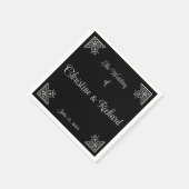 黒はっきりした白ヴィンテージの結婚式パーソナライズされた スタンダードカクテルナプキン (角)