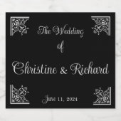 黒はっきりした白ヴィンテージの結婚式パーソナライズされた スパークリングワインラベル (シングルラベル)