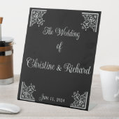 黒はっきりした白ヴィンテージの結婚式パーソナライズされた 台座サイン (インサイチュ)