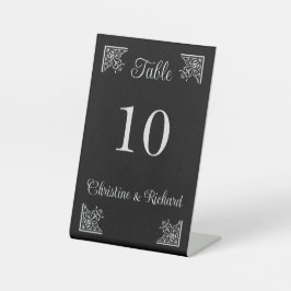 黒はっきりした白ヴィンテージの結婚式パーソナライズされた 台座サイン