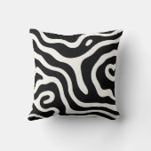 黒はっきりした白抽象芸術波装飾用クッション クッション (裏面)