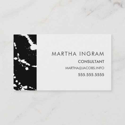 黒はっきりした白抽象芸術（ばちゃばちゃ）跳ねるデザイン 名刺 (裏面)