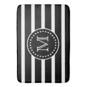 黒はっきりした白水玉模様モノグラストライプム バスマット (正面縦)