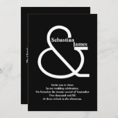 黒はっきりした白結婚の 招待状 (正面/裏面)