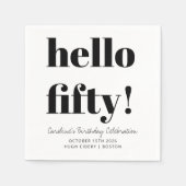 黒はっきりした白50モダン誕生日カスタム スタンダードカクテルナプキン (正面)