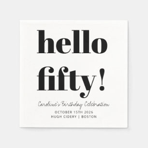 黒はっきりした白50モダン誕生日カスタム スタンダードカクテルナプキン