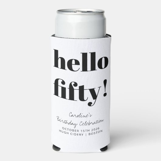 黒はっきりした白50モダン誕生日カスタム スリム缶クーラー (Seltzer正面)