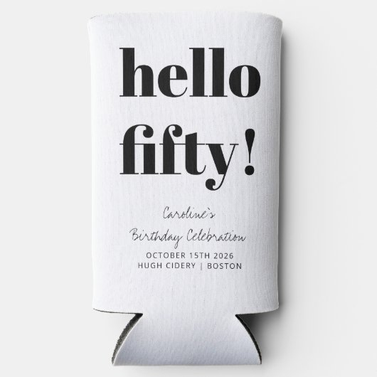 黒はっきりした白50モダン誕生日カスタム スリム缶クーラー (正面)