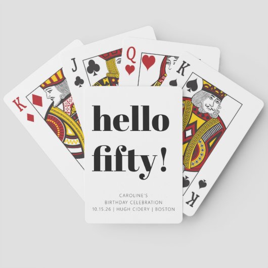 黒はっきりした白50モダン誕生日カスタム トランプ (裏面)