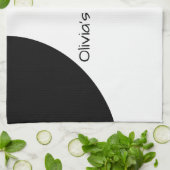 黒はっきりした白 キッチンタオル (折り畳み)