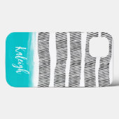 黒はっきりした白、ターコイズ模様デザイン Case-Mate iPhoneケース (裏面 (横))