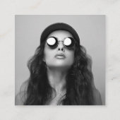 黒はっきりした白QRコード社会写真 スクエア名刺 (裏面)