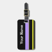 黒はっきりした紫の荷物ストライプタグ ラゲッジタグ (正面縦)