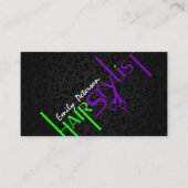 黒はっきりした緑と紫の美容師文字2 名刺 (正面)