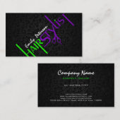 黒はっきりした緑と紫の美容師文字2a B 名刺 (正面/裏面)