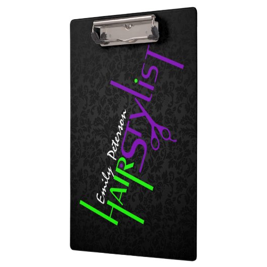 黒はっきりした緑と紫の美容師文字 クリップボード (左)