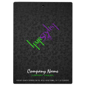 黒はっきりした緑と紫の美容師文字 クリップボード (裏面)