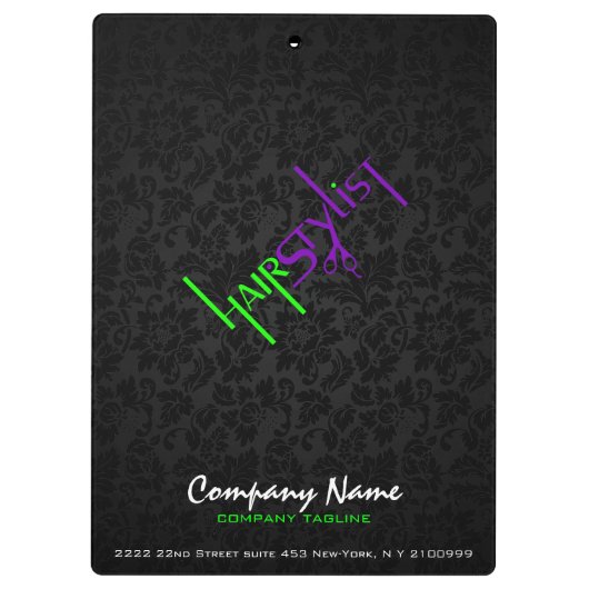 黒はっきりした緑と紫の美容師文字 クリップボード (裏面)