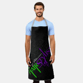 黒はっきりした緑と紫美容師 エプロン (着用した状態)