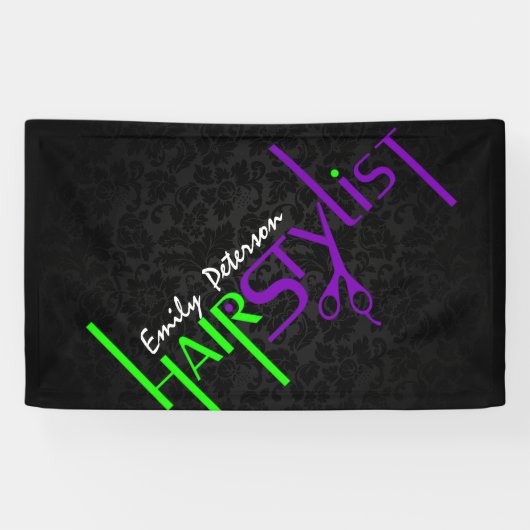 黒はっきりした緑と紫 横断幕 (横)