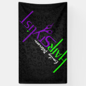 黒はっきりした緑と紫 横断幕 (縦)