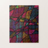 黒はっきりした線と色数々の付き抽象芸術質感 ジグソーパズル (縦)