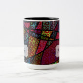 黒はっきりした線と色数々の付き抽象芸術質感 ツートーンマグカップ (中央)