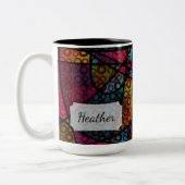 黒はっきりした線と色数々の付き抽象芸術質感 ツートーンマグカップ (左)