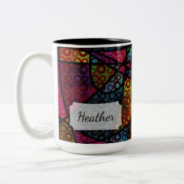 黒はっきりした線と色数々の付き抽象芸術質感 ツートーンマグカップ