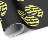 黒はっきりした色と黄ストライプ色のイベント番号(誕生日) ラッピングペーパー (ロールコーナー)