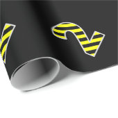 黒はっきりした色と黄ストライプ色のイベント2誕生日# ラッピングペーパー (ロールコーナー)