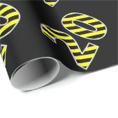 黒はっきりした色と黄ストライプ色のイベント20個(誕生日) ラッピングペーパー (ロールコーナー)