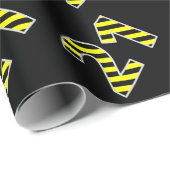 黒はっきりした色と黄ストライプ色のイベント21誕生日番号 ラッピングペーパー (ロールコーナー)